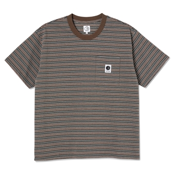 Polar Skate Co. T-shirt Stripe Pocket - Brown - Brown